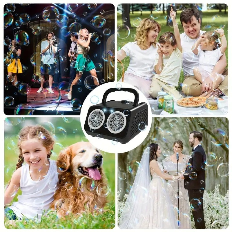 🫧 Handheld-Blasenmaschine mit mehreren Öffnungen💎 26 Löcher, 2000+ Blasen/Min & Magische Lichter für Partys