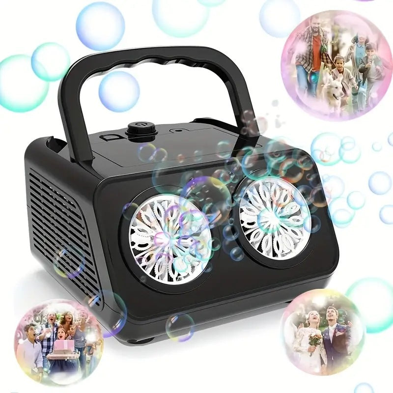 🫧 Handheld-Blasenmaschine mit mehreren Öffnungen💎 26 Löcher, 2000+ Blasen/Min & Magische Lichter für Partys