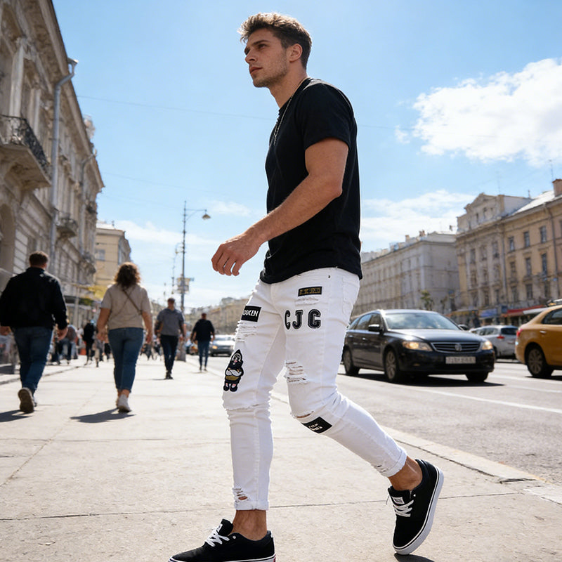 👖 50% RABATT! 🔥 Herren Jeans in Schwarz – Slim Fit mit Destroyed-Effekt, Moderner Streetstyle Für Einen Coolen Look 🖤