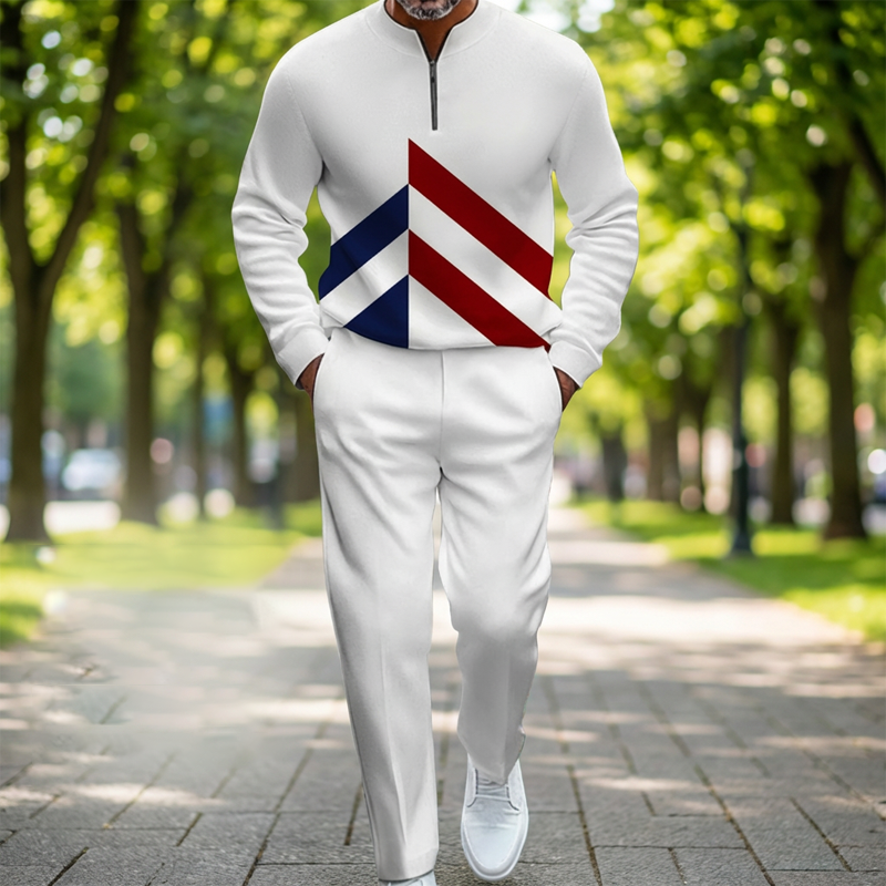 👕Trainingsanzug für Herren mit Halbem Reißverschluss & Farbblock-Design – Moderner Look, Bequeme Passform & Perfekt Für Sport & Freizeit 👖