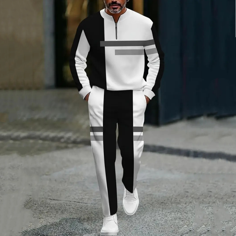👕Trainingsanzug für Herren mit Halbem Reißverschluss & Farbblock-Design – Moderner Look, Bequeme Passform & Perfekt Für Sport & Freizeit 👖