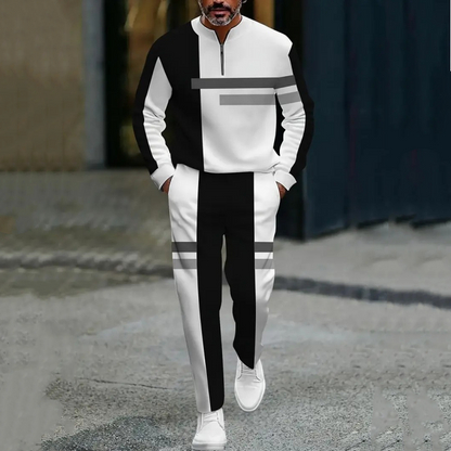 👕Trainingsanzug für Herren mit Halbem Reißverschluss & Farbblock-Design – Moderner Look, Bequeme Passform & Perfekt Für Sport & Freizeit 👖
