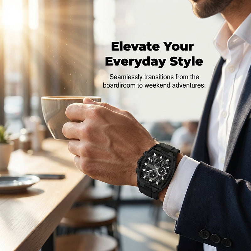 💎 -50% auf Moderne Fassförmige Gehäuseuhr für Männer！💎 Schweißresistentes Silikon, Multifunktionales Zifferblatt & Hervorragende Nachtsicht für Stil und Funktional