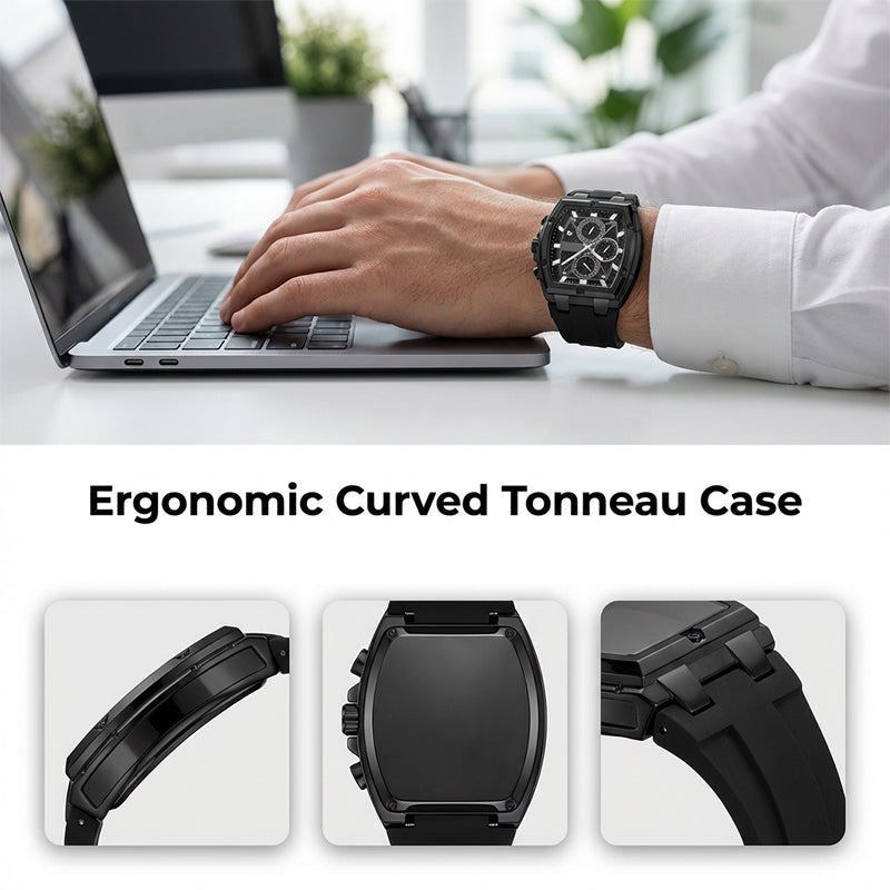 💎 -50% auf Moderne Fassförmige Gehäuseuhr für Männer！💎 Schweißresistentes Silikon, Multifunktionales Zifferblatt & Hervorragende Nachtsicht für Stil und Funktional