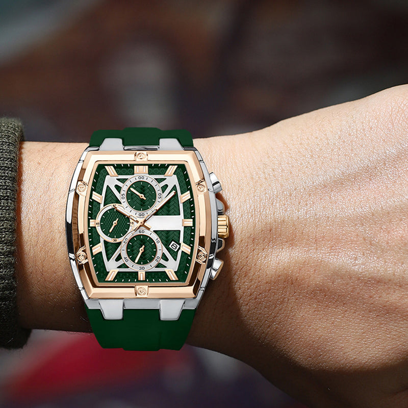 💎 -50% auf Moderne Fassförmige Gehäuseuhr für Männer！💎 Schweißresistentes Silikon, Multifunktionales Zifferblatt & Hervorragende Nachtsicht für Stil und Funktional