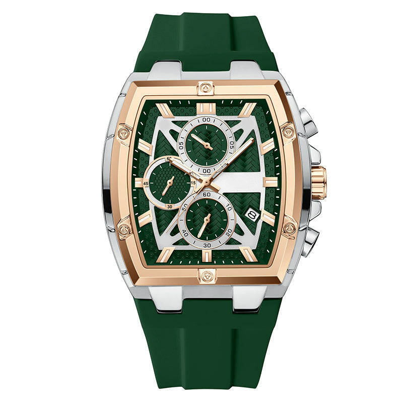 💎 -50% auf Moderne Fassförmige Gehäuseuhr für Männer！💎 Schweißresistentes Silikon, Multifunktionales Zifferblatt & Hervorragende Nachtsicht für Stil und Funktional