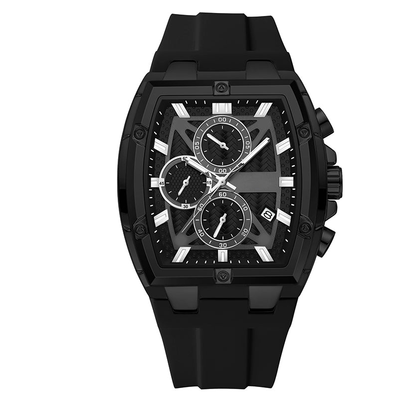 💎 -50% auf Moderne Fassförmige Gehäuseuhr für Männer！💎 Schweißresistentes Silikon, Multifunktionales Zifferblatt & Hervorragende Nachtsicht für Stil und Funktional