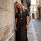 💞Neuankunft 47% Rabatt👗Damen V-Ausschnitt Leopard Druck Maxi Kleid mit kostenloser Halskette📿💎