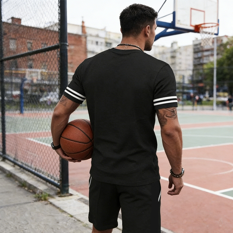 👕2-teiliges Set aus gestreiftem T-Shirt und Shorts für Herren💫🔥