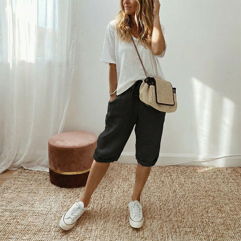 💞 50K+ VERKAUFT! ⚡👖Lässige Caprihosen aus Baumwoll-Leinen für Damen