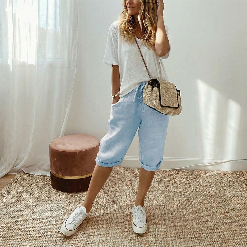 💞 50K+ VERKAUFT! ⚡👖Lässige Caprihosen aus Baumwoll-Leinen für Damen