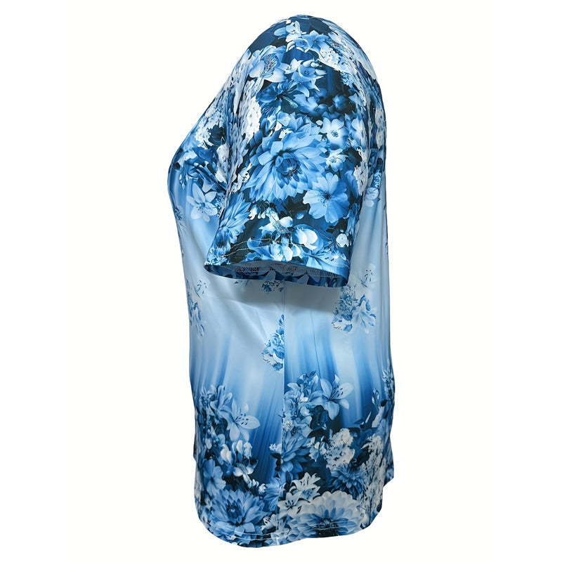 👚 60% RABATT! 🌸 Elegantes Damen-Kurzarmoberteil mit Blumendruck – Leichter Stoff, Romantisches Design & Perfekt Für Warme Tage ☀️