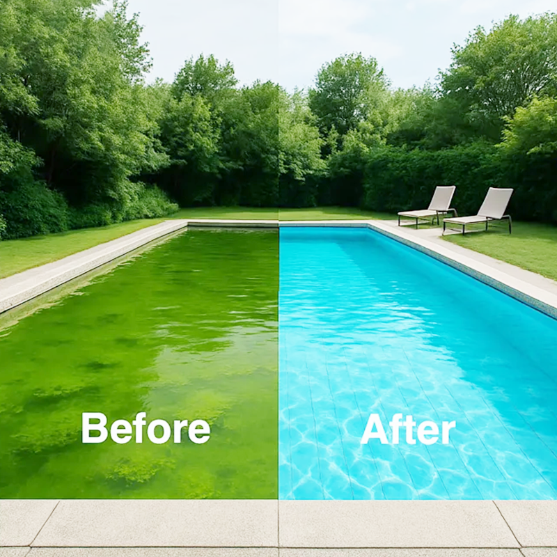 💧 Klärmittel für Schwimmbäder – kristallklares Wasser ganz ohne Aufwand! ✨ Schluss mit grünem Wasser und aggressiven Chemikalien – genießen Sie jederzeit ein gesundes, natürliches Badevergnügen. 🏊‍♂️💙