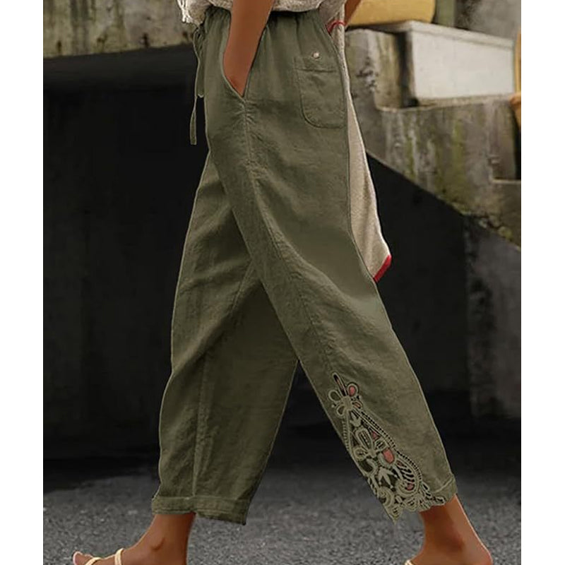 ✨🔥Damenhose mit Spitzenbesatz und Kordelzug