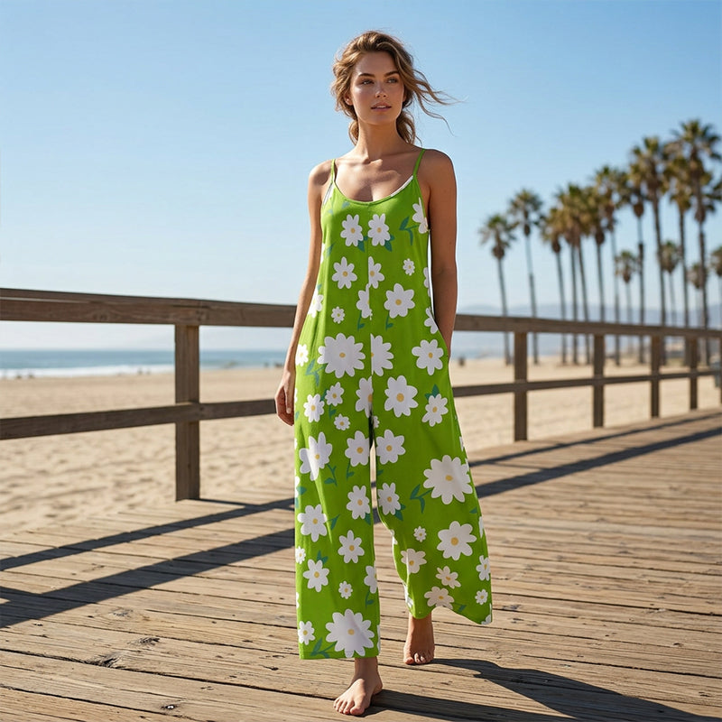 🌼50% RABATT !! ⏰Damen Jumpsuit mit Blumenmuster und weitem Bein