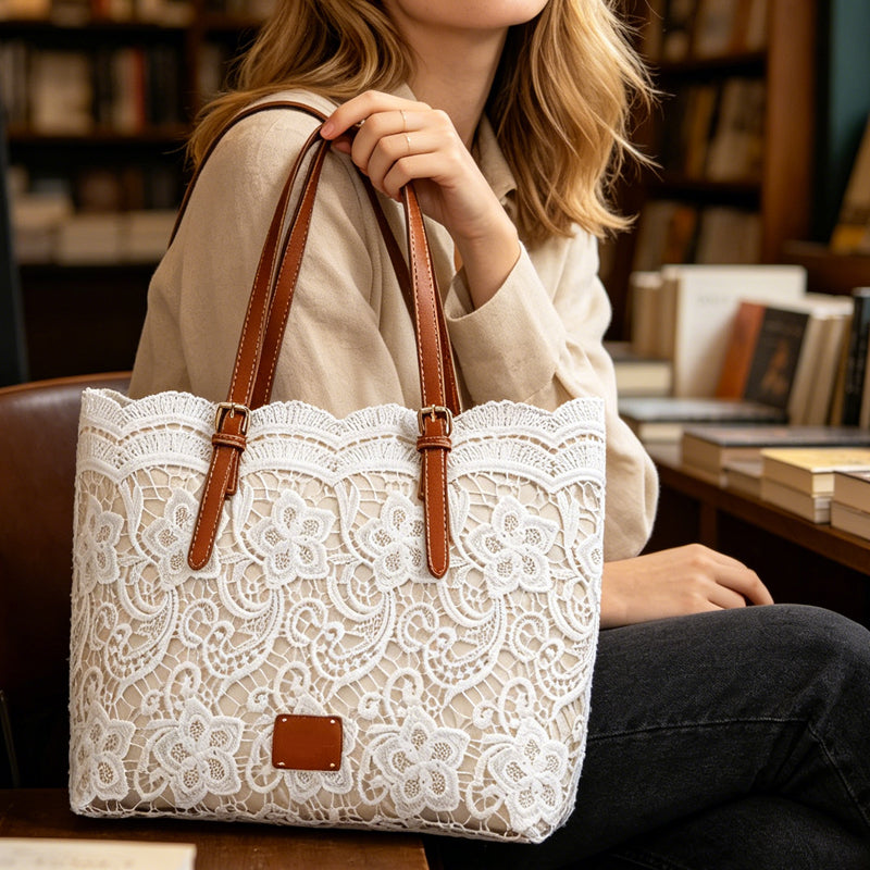 👜 46% RABATT! 👛 Elegante Spitzen-Tote-Bag mit Großem Fassungsvermögen – Stilvolles Design, Robuste Verarbeitung & Ideal Für Einkäufe, Strand & Alltag 🏖️