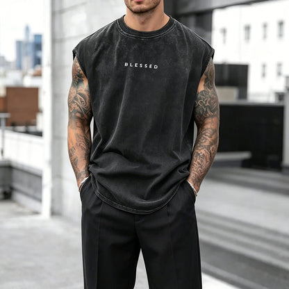 🖤Herren Vintage Tanktop "Acid-Wash" – ☁️Luftig, Locker & 💪Maskulin
