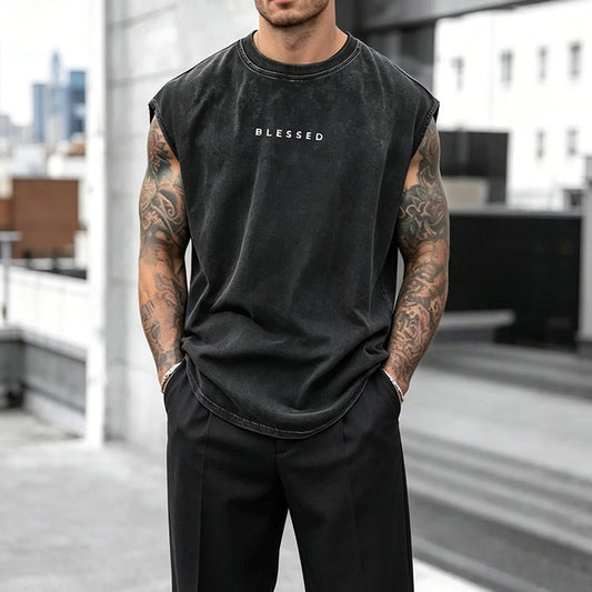 🖤Herren Vintage Tanktop "Acid-Wash" – ☁️Luftig, Locker & 💪Maskulin
