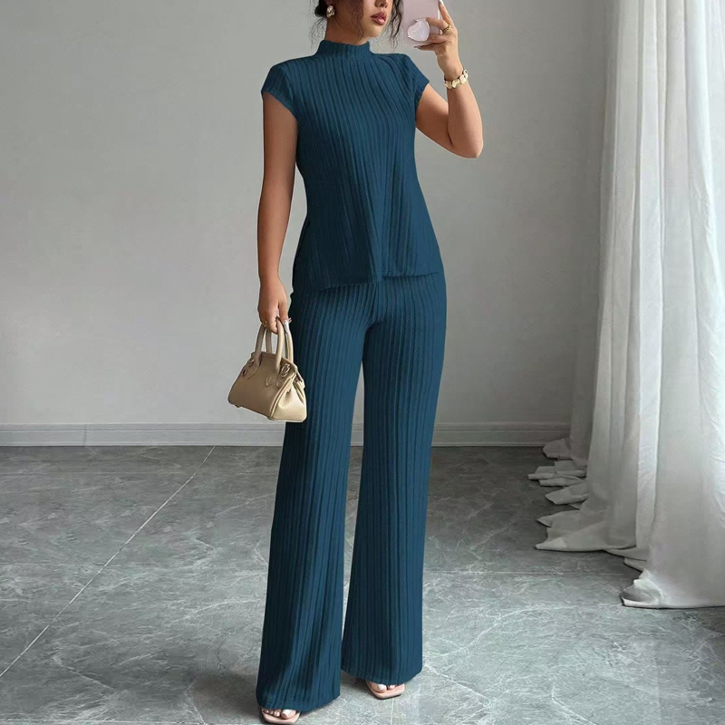 👗 LIMITIERTES ANGEBOT: 50% RABATT! 🍂 2-teiliges Set – Ärmelloses Oberteil mit Stehkragen & Weite Hose ✨