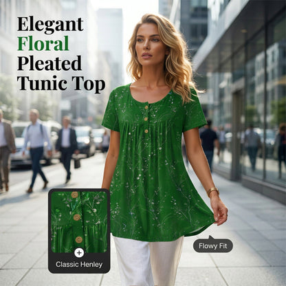 📢📢40 % RABATT !! ⏰Blumen-Top mit Plisseefalten – locker, bequem & elegant