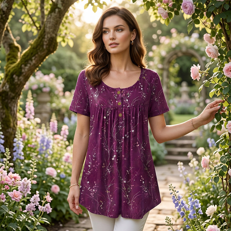 📢📢40 % RABATT !! ⏰Blumen-Top mit Plisseefalten – locker, bequem & elegant