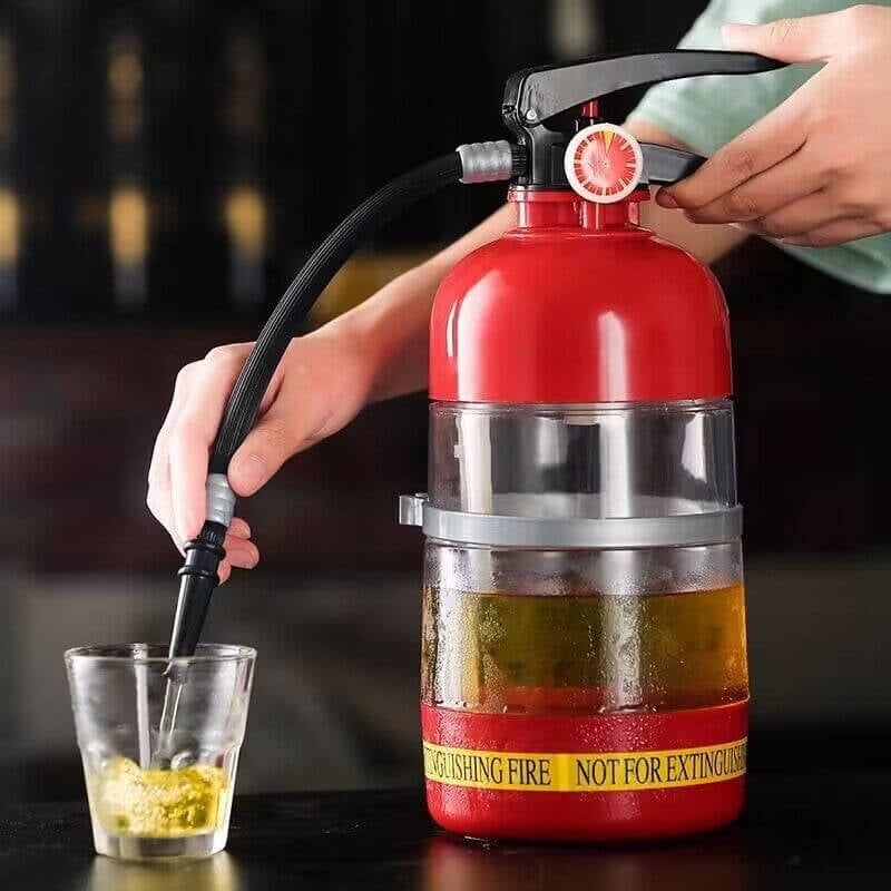 🧯 Feuerlöscher-Bierspender 2L ✨ Einzigartiges Design, Lebensmittelechtes Acryl, Handdruck-System, Ideal für Party & Bar