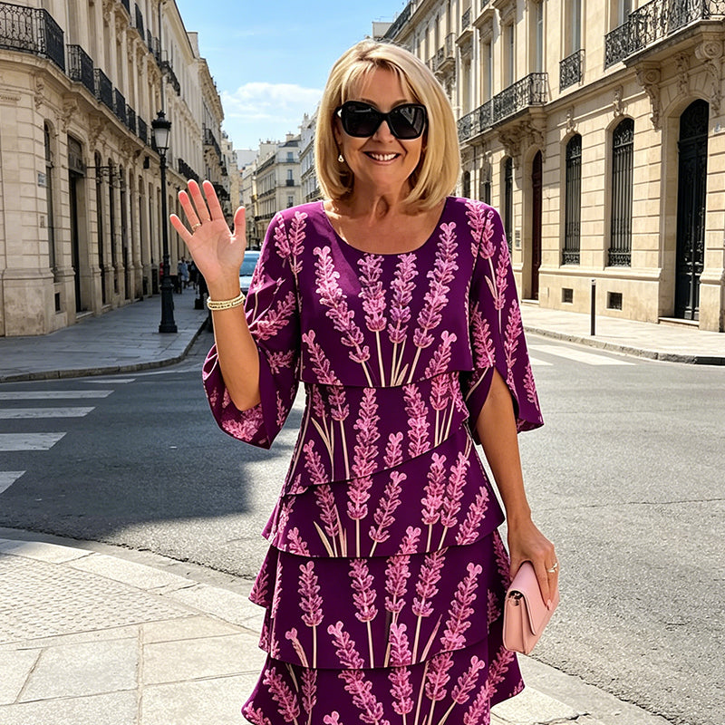 👗🌺 49% RABATT! Schickes, gestuftes Midikleid mit Blumenmuster – Romantisch, feminin & perfekt für besondere Anlässe ✨