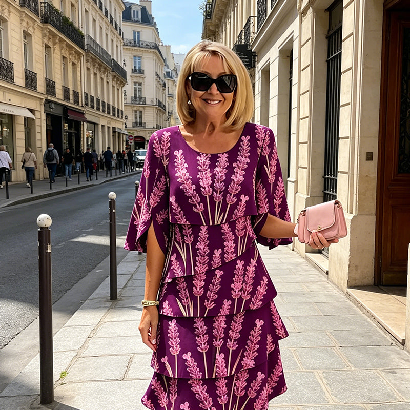 👗🌺 49% RABATT! Schickes, gestuftes Midikleid mit Blumenmuster – Romantisch, feminin & perfekt für besondere Anlässe ✨