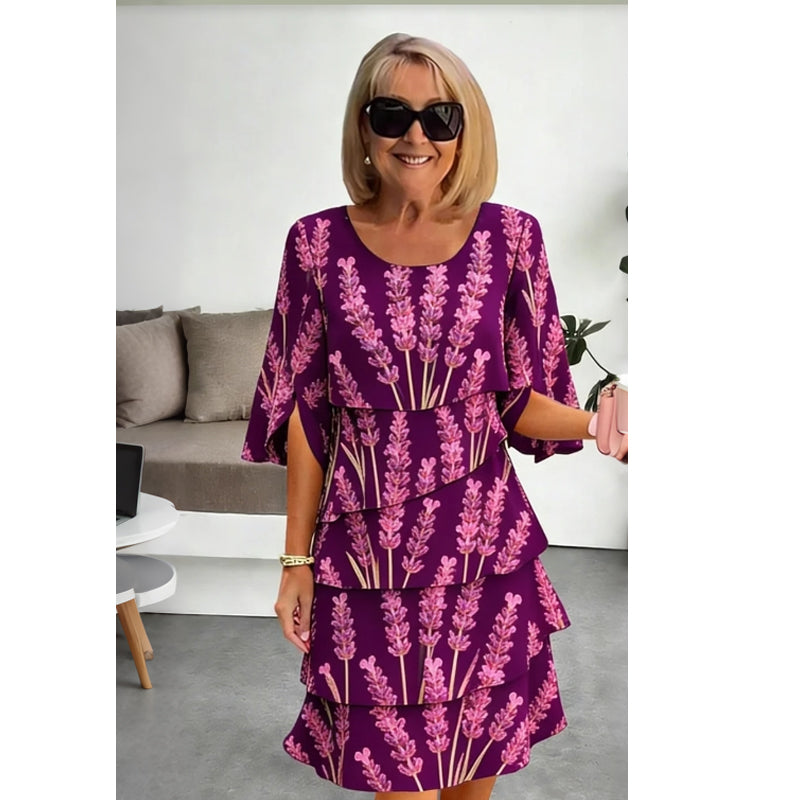 👗🌺 49% RABATT! Schickes, gestuftes Midikleid mit Blumenmuster – Romantisch, feminin & perfekt für besondere Anlässe ✨