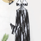 ⏰ Nur noch heute limitierter 55% Rabatt! 👙 2-teiliges Bikini-Set mit transparentem Strand-Maxirock, Ring-Detail am Halsausschnitt, elastischer Stoff, trendiger Schwarz-Weiß Batik Print für Pool, Strand & Sommerurlaub ✨