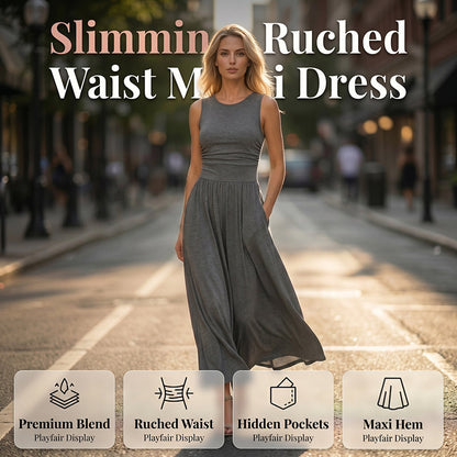 👗【Neues Modell 2026✨ – 50 % Rabatt】 Elegantes Damenkleid mit geraffter Taille und Taschen – figurschmeichelnd, bequem & alltagstauglich 👜✨