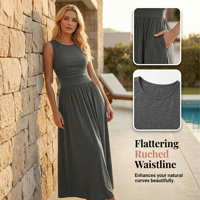 👗【Neues Modell 2026✨ – 50 % Rabatt】 Elegantes Damenkleid mit geraffter Taille und Taschen – figurschmeichelnd, bequem & alltagstauglich 👜✨