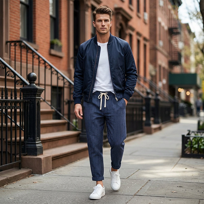 👖✨ 50% RABATT! Herren Freizeithose aus Leinenmischung mit Streifenmuster – Leicht, atmungsaktiv & bequem 🍂