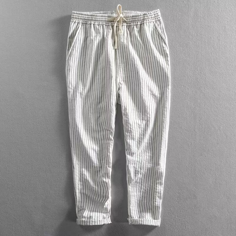 👖✨ 50% RABATT! Herren Freizeithose aus Leinenmischung mit Streifenmuster – Leicht, atmungsaktiv & bequem 🍂