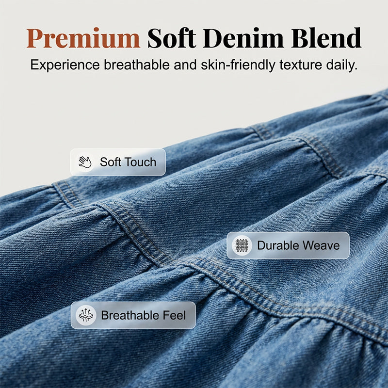 💙 50% RABATT+Versandkostenfrei! 👗 Damen Hochbund Stufenrock A-Linie Denim Maxirock – Figurumschmeichelnd, müheloser Chic & perfekt für jeden Tag 🌿