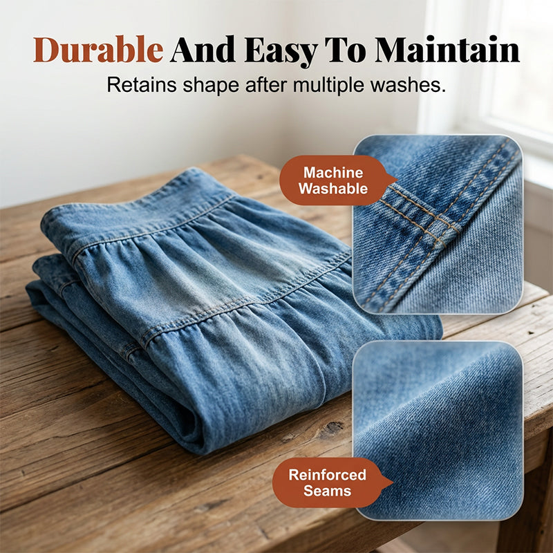 💙 50% RABATT+Versandkostenfrei! 👗 Damen Hochbund Stufenrock A-Linie Denim Maxirock – Figurumschmeichelnd, müheloser Chic & perfekt für jeden Tag 🌿