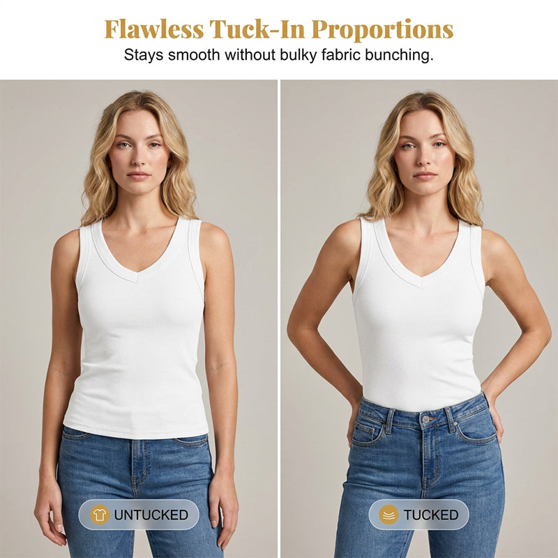 🔥 50% RABATT 💥 V-Ausschnitt Rippen-Top – figurbetont, stretchy & atmungsaktiv ✨ in 7 Farben (S–2XL) – dein perfektes Basic