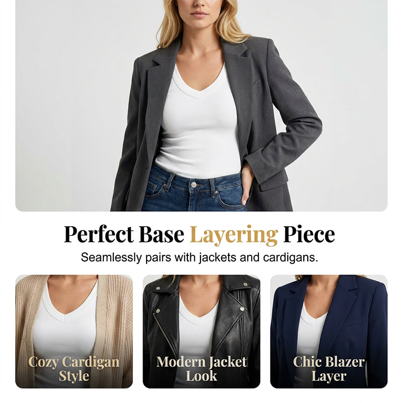🔥 50% RABATT 💥 V-Ausschnitt Rippen-Top – figurbetont, stretchy & atmungsaktiv ✨ in 7 Farben (S–2XL) – dein perfektes Basic