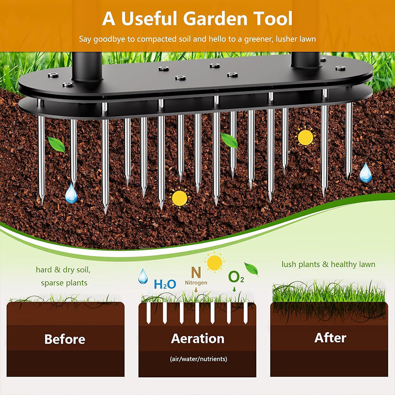 🌱50% RABATT! ✨ Manueller Rasenbelüfter aus Karbonstahl mit verstellbarem Griff