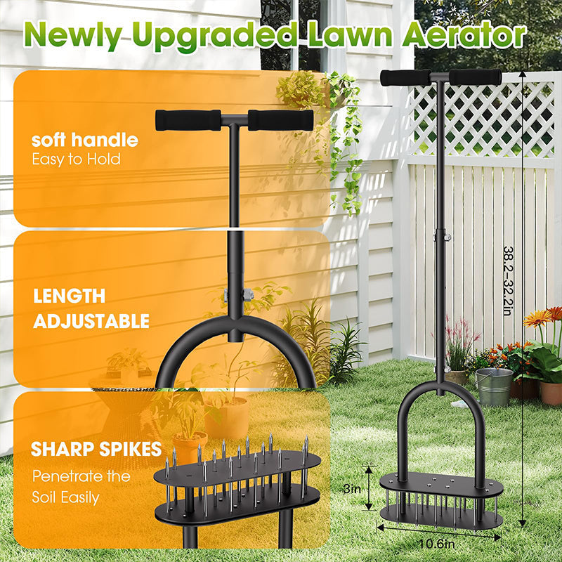 🌱50% RABATT! ✨ Manueller Rasenbelüfter aus Karbonstahl mit verstellbarem Griff