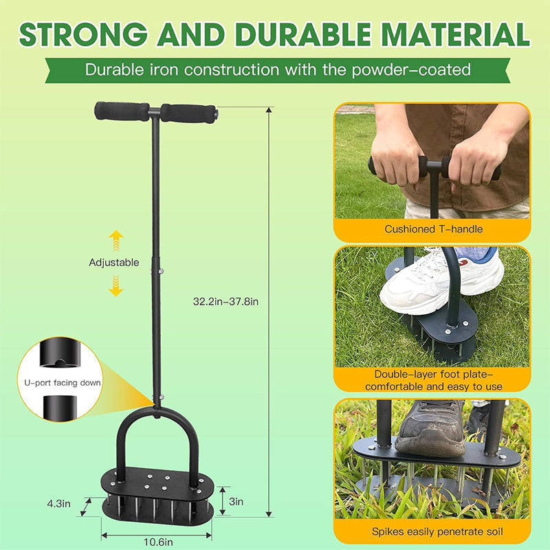 🌱50% RABATT! ✨ Manueller Rasenbelüfter aus Karbonstahl mit verstellbarem Griff