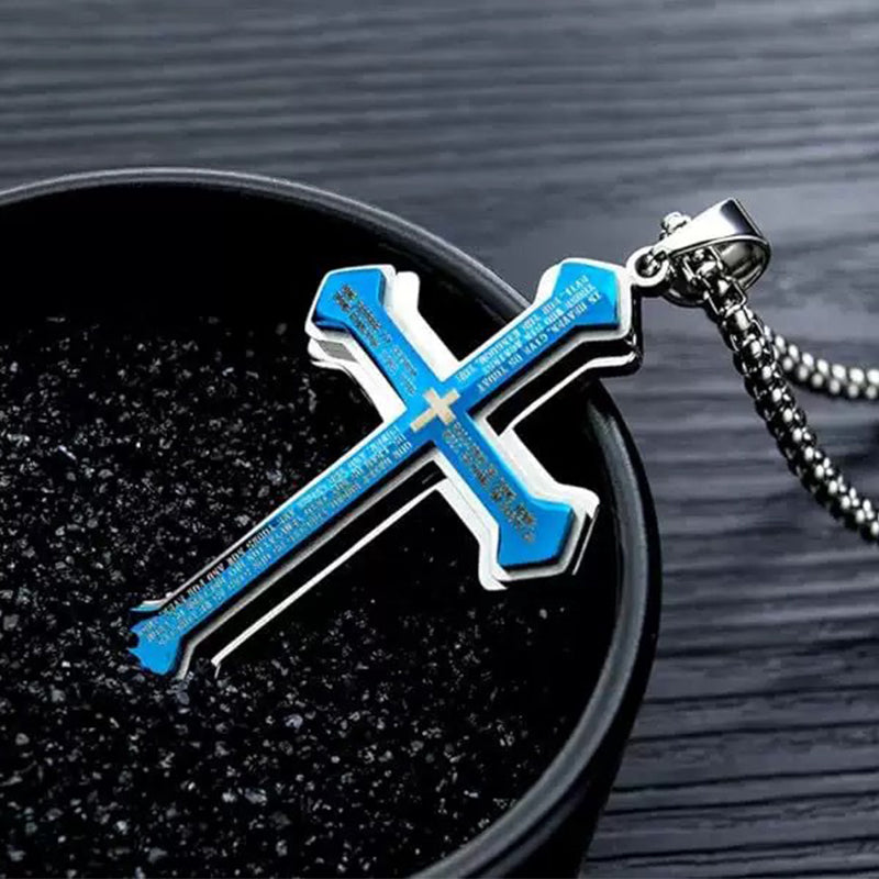 ✝️⏰ Herren-Vaterunser-Kreuz-Halskette – 50% RABATT! Edelstahl, robust & perfekt als Glaubenssymbol oder Geschenk ✨