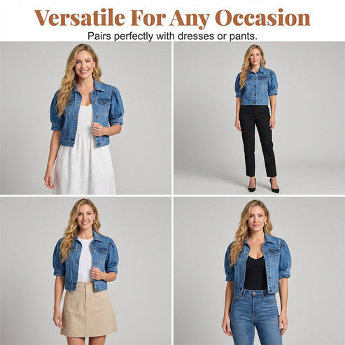 🌞🔥 SOMMER 2026 NEUHEIT: 48% 💥 Damen Jeansjacke mit kurzen Puffärmeln – lässig, modern & vielseitig kombinierbar 👗✨