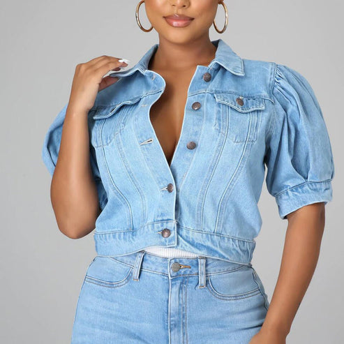 🌞🔥 SOMMER 2026 NEUHEIT: 48% 💥 Damen Jeansjacke mit kurzen Puffärmeln – lässig, modern & vielseitig kombinierbar 👗✨