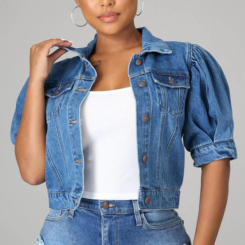 🌞🔥 SOMMER 2026 NEUHEIT: 48% 💥 Damen Jeansjacke mit kurzen Puffärmeln – lässig, modern & vielseitig kombinierbar 👗✨