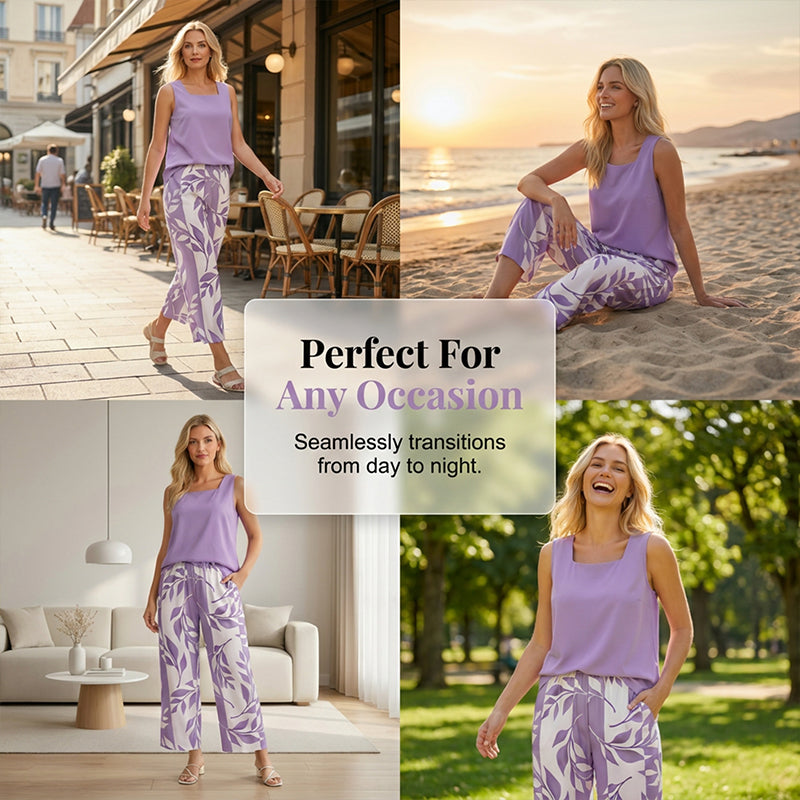 Set aus ärmellosem Oberteil und bedruckter Caprihose