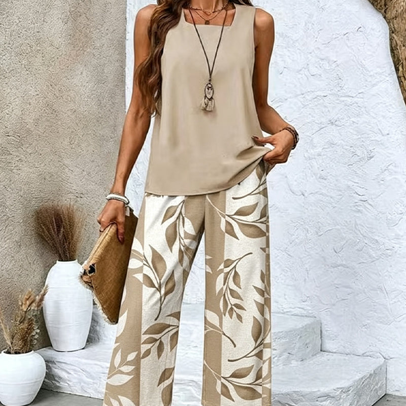 Set aus ärmellosem Oberteil und bedruckter Caprihose