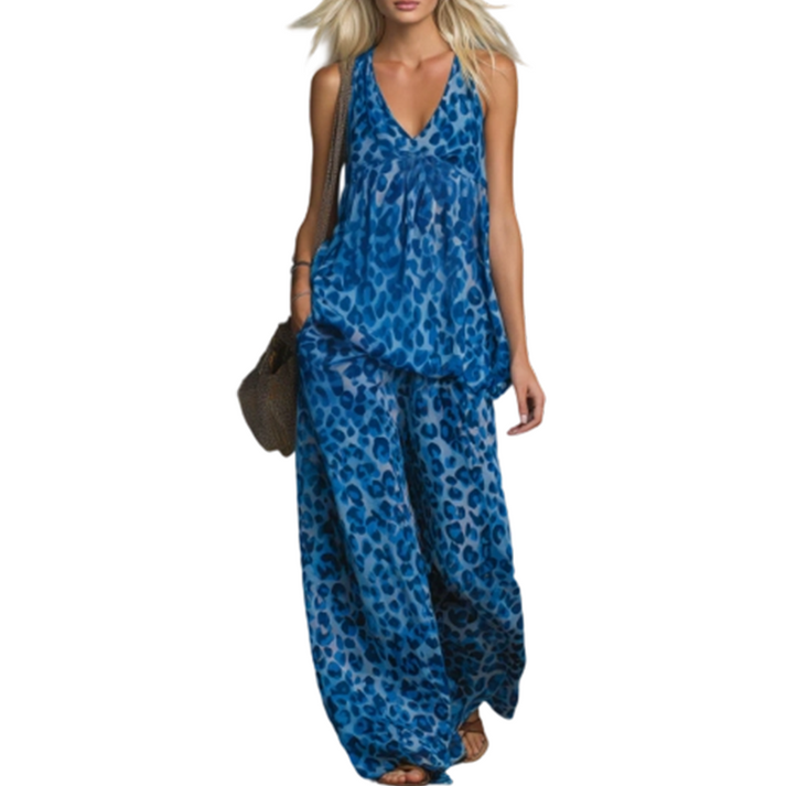 🐆🔥 50% RABATT ⏰ Bestseller: 50K+ verkauft 🩳 Leoparden-Print 2-teiliges Set – Neckholder-Top & weite Hose ✨ wild, luftig & perfekt für Sommer & Partynächte 💃