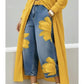 👖🤍Damen Weite Jeans mit Künstlerischer Blumenapplikation