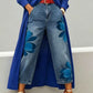 👖🤍Damen Weite Jeans mit Künstlerischer Blumenapplikation